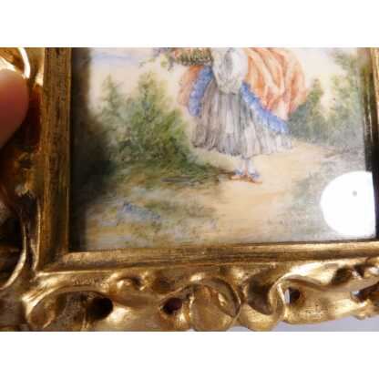 La bouquetière rose d'après Boucher, peinture miniature gouache, par Marthe Ray – Image 5