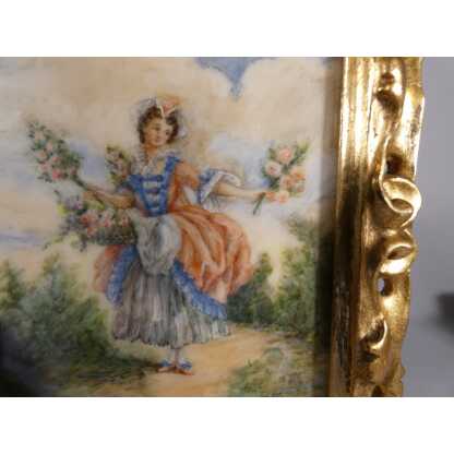 La bouquetière rose d'après Boucher, peinture miniature gouache, par Marthe Ray – Image 7