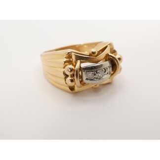 Bague Tank en or massif et diamants, époque 1940