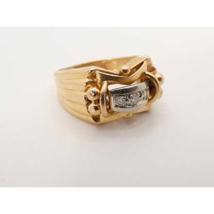 Bague Tank en or massif et diamants, époque 1940