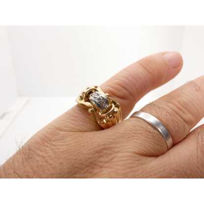 Bague Tank en or massif et diamants, époque 1940 – Image 4