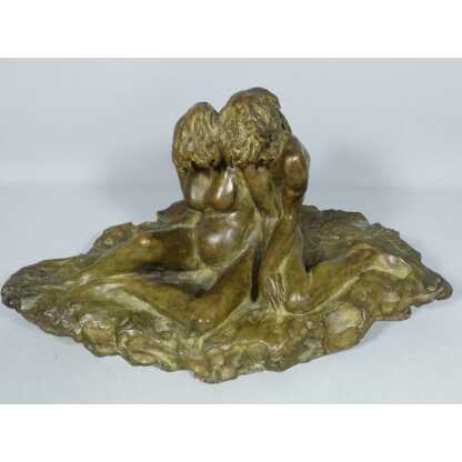 Trois, maternité, sculpture en bronze patiné par Sandrine Clarisse Bertrand, fonte Couffignal – Image 2