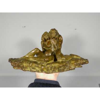 Trois, maternité, sculpture en bronze patiné par Sandrine Clarisse Bertrand, fonte Couffignal – Image 6