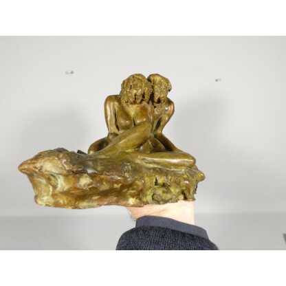 Trois, maternité, sculpture en bronze patiné par Sandrine Clarisse Bertrand, fonte Couffignal – Image 5