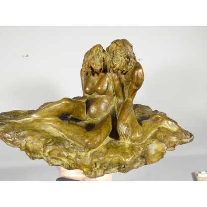 Trois, maternité, sculpture en bronze patiné par Sandrine Clarisse Bertrand, fonte Couffignal – Image 4