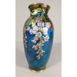 La Glycine, vase en émail émaux de Limoges par Cibot et Thoumieux, début XX ème