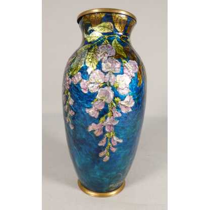La Glycine, vase en émail émaux de Limoges par Cibot et Thoumieux, début XX ème