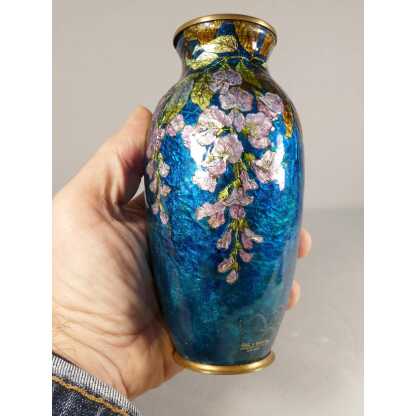 La Glycine, vase en émail émaux de Limoges par Cibot et Thoumieux, début XX ème – Image 2