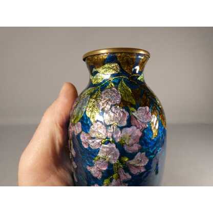 La Glycine, vase en émail émaux de Limoges par Cibot et Thoumieux, début XX ème – Image 4