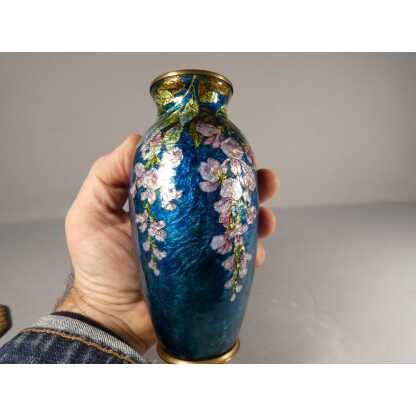 La Glycine, vase en émail émaux de Limoges par Cibot et Thoumieux, début XX ème – Image 3