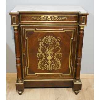 Buffet à hauteur d'appui Napoléon III en palissandre et marqueterie de laiton, XIX è