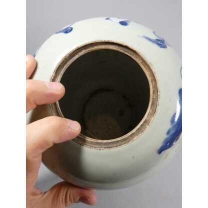 Chine XIX ème, jarre couverte céladon et personnages bleu en céramique – Image 11