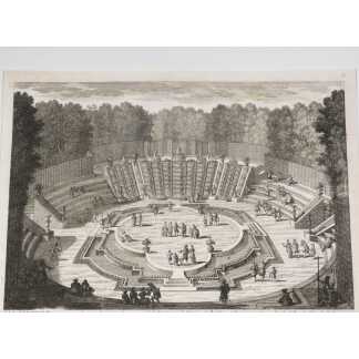 Versailles, La salle du Bal, gravure d’époque XVII ème des jardins par Gabriel Pérelle