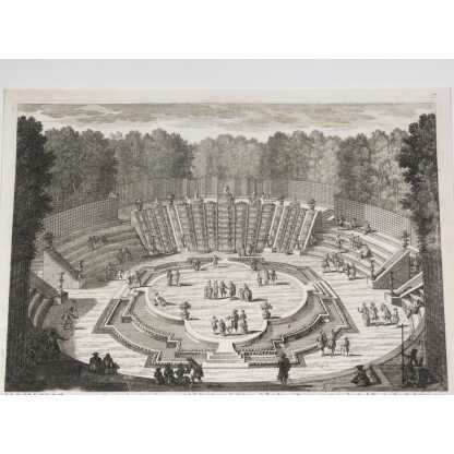Versailles, La salle du Bal, gravure d’époque XVII ème des jardins par Gabriel Pérelle