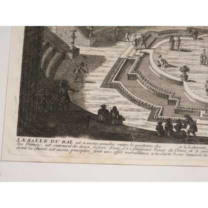 Versailles, La salle du Bal, gravure d’époque XVII ème des jardins par Gabriel Pérelle – Image 7