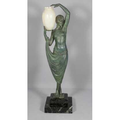 Odalisque, sculpture Art Déco par Fayral, Max Le Verrier et Pierre le Faguay, métal et onyx