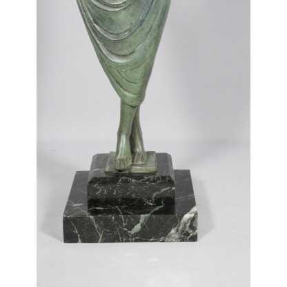 Odalisque, sculpture Art Déco par Fayral, Max Le Verrier et Pierre le Faguay, métal et onyx – Image 10