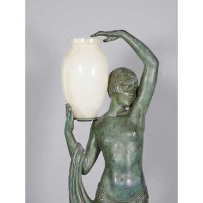 Odalisque, sculpture Art Déco par Fayral, Max Le Verrier et Pierre le Faguay, métal et onyx – Image 9