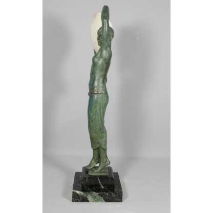 Odalisque, sculpture Art Déco par Fayral, Max Le Verrier et Pierre le Faguay, métal et onyx – Image 7