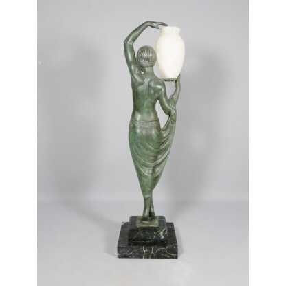 Odalisque, sculpture Art Déco par Fayral, Max Le Verrier et Pierre le Faguay, métal et onyx – Image 6
