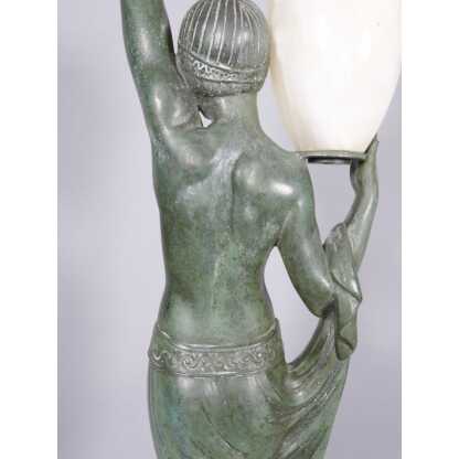Odalisque, sculpture Art Déco par Fayral, Max Le Verrier et Pierre le Faguay, métal et onyx – Image 4