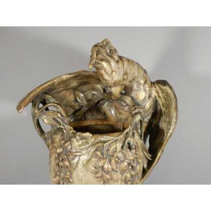 Amphora Austria, très grand vase au cacatoès en céramique, époque fin XIX ème – Image 2