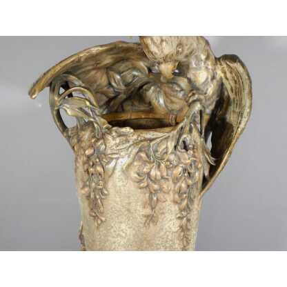 Amphora Austria, très grand vase au cacatoès en céramique, époque fin XIX ème – Image 17