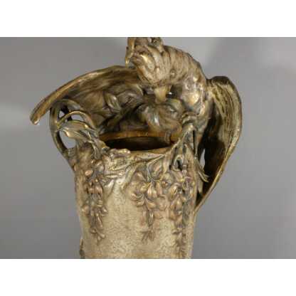 Amphora Austria, très grand vase au cacatoès en céramique, époque fin XIX ème – Image 6