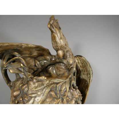 Amphora Austria, très grand vase au cacatoès en céramique, époque fin XIX ème – Image 13