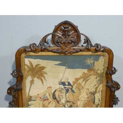 Ecran de cheminée façon paravent en palissandre et tapisserie au petit point, époque XIX ème – Image 3