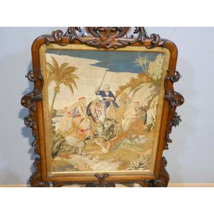 Ecran de cheminée façon paravent en palissandre et tapisserie au petit point, époque XIX ème – Image 16