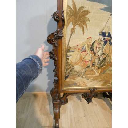 Ecran de cheminée façon paravent en palissandre et tapisserie au petit point, époque XIX ème – Image 13