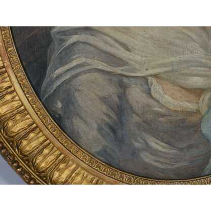 Portrait de jeune femme dans le goût du XVIII ème, huile sur bois époque XIX ème – Image 7