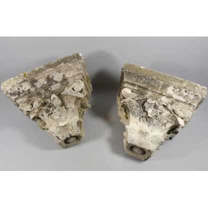 Paire de chapiteaux corinthiens en pierre blanche calcaire sculptée, époque XIX ème – Image 5
