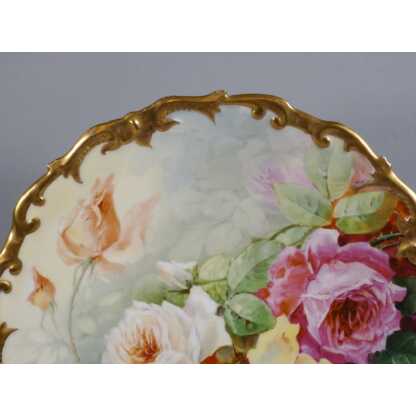 Les roses, plat décoratif en porcelaine de Limoges peint main, époque début XX ème – Image 5