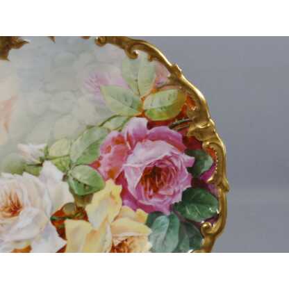 Les roses, plat décoratif en porcelaine de Limoges peint main, époque début XX ème – Image 7