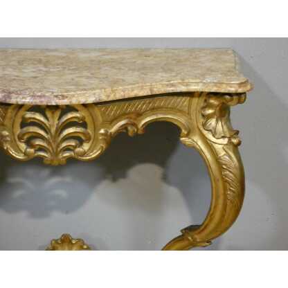 Console de style Louis XV en bois sculpté doré, époque début XX ème – Image 2