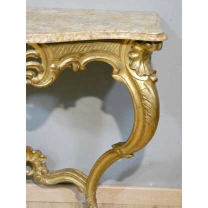 Console de style Louis XV en bois sculpté doré, époque début XX ème – Image 11
