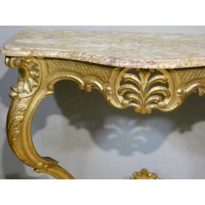 Console de style Louis XV en bois sculpté doré, époque début XX ème – Image 3