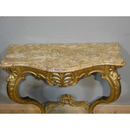 Console de style Louis XV en bois sculpté doré, époque début XX ème – Image 9
