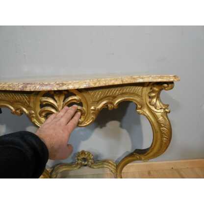 Console de style Louis XV en bois sculpté doré, époque début XX ème – Image 8