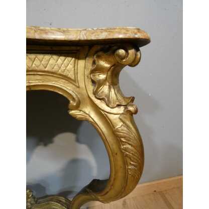 Console de style Louis XV en bois sculpté doré, époque début XX ème – Image 7