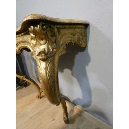Console de style Louis XV en bois sculpté doré, époque début XX ème – Image 6