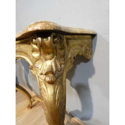 Console de style Louis XV en bois sculpté doré, époque début XX ème – Image 4