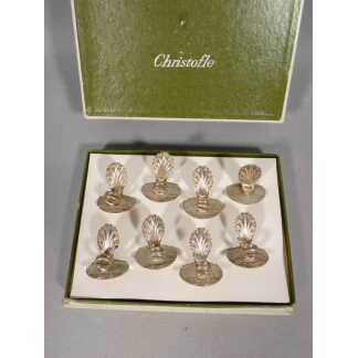 Christofle Coquille, 8 porte menus en métal argenté