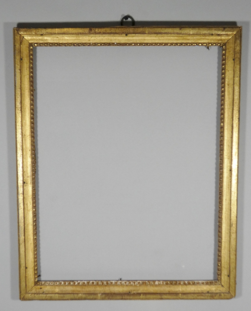 Cadre rectangulaire Louis XVI en bois sculpté doré, époque XVIII ème