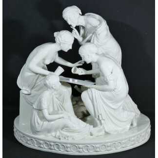 Les joueurs de dé, grand groupe en porcelaine de Capodimonte, Italie, vers 1900