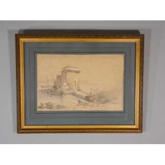 Jacques Guiaud, dessin Italien, Villa Franca, daté 1857