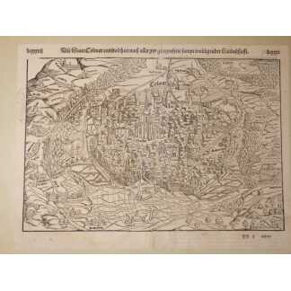 Colmar carte cosmographie de Munster en 1550, carte géographique ancienne