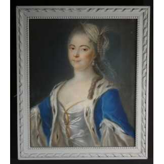 Portrait d'Une Femme élégante Coiffée En Diane, Pastel Signé Leblanc, Daté 1866